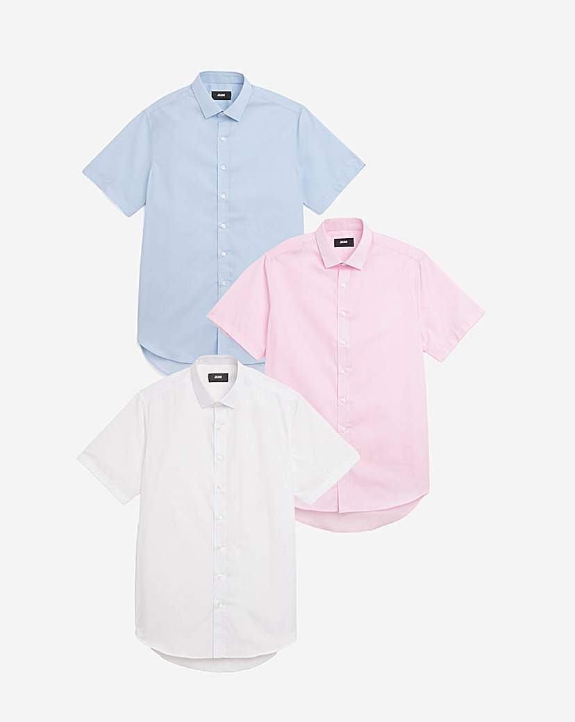 3 Pack Short Sleeved Formal Shirt Long