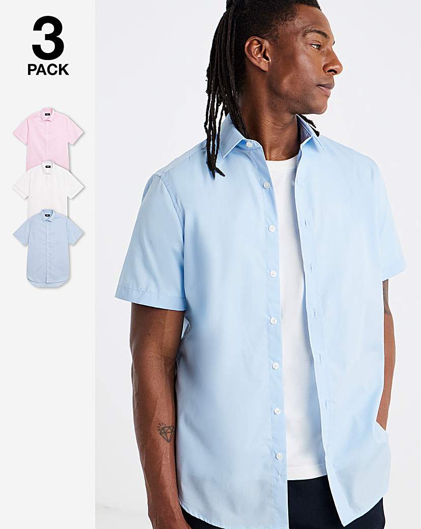 3 Pack Short Sleeved Formal Shirt Long