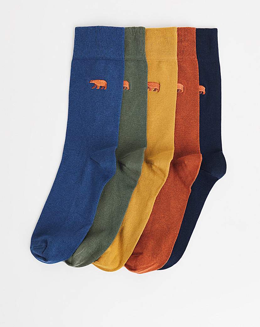 5 Pack Bear Embroidered Socks