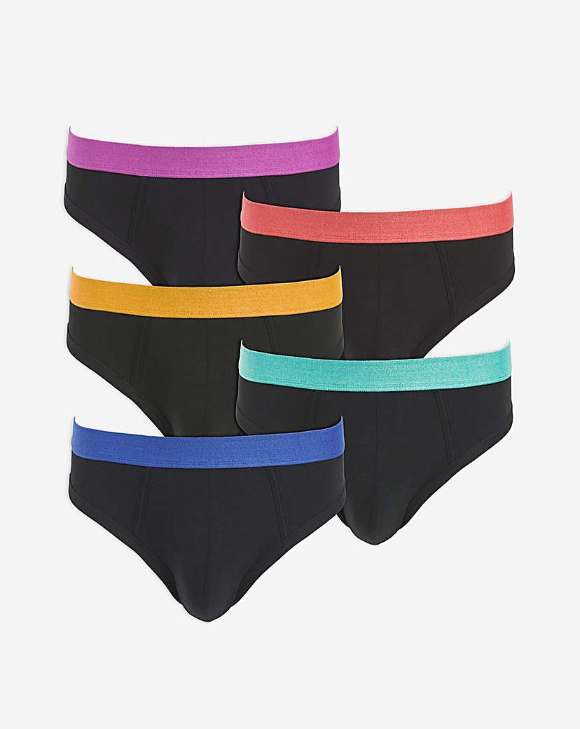 New In - 5 Pack Contrast Waistband Briefs