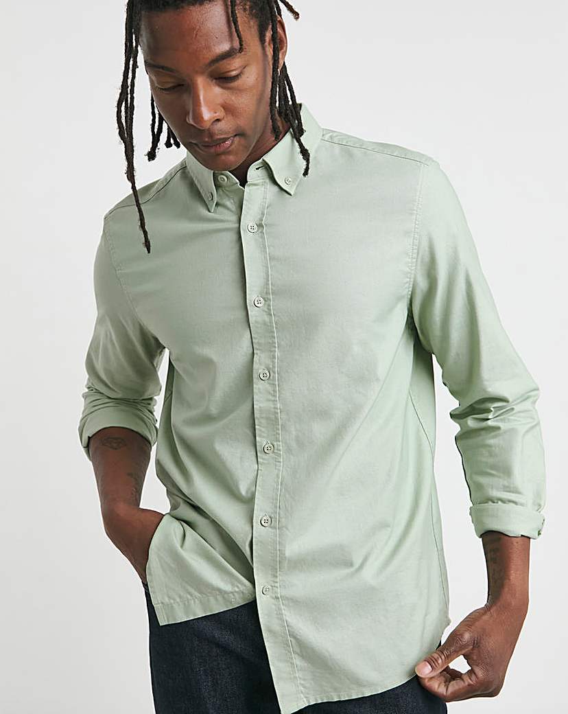 New In - Long Sleeve Sage Oxford Shirt Regular