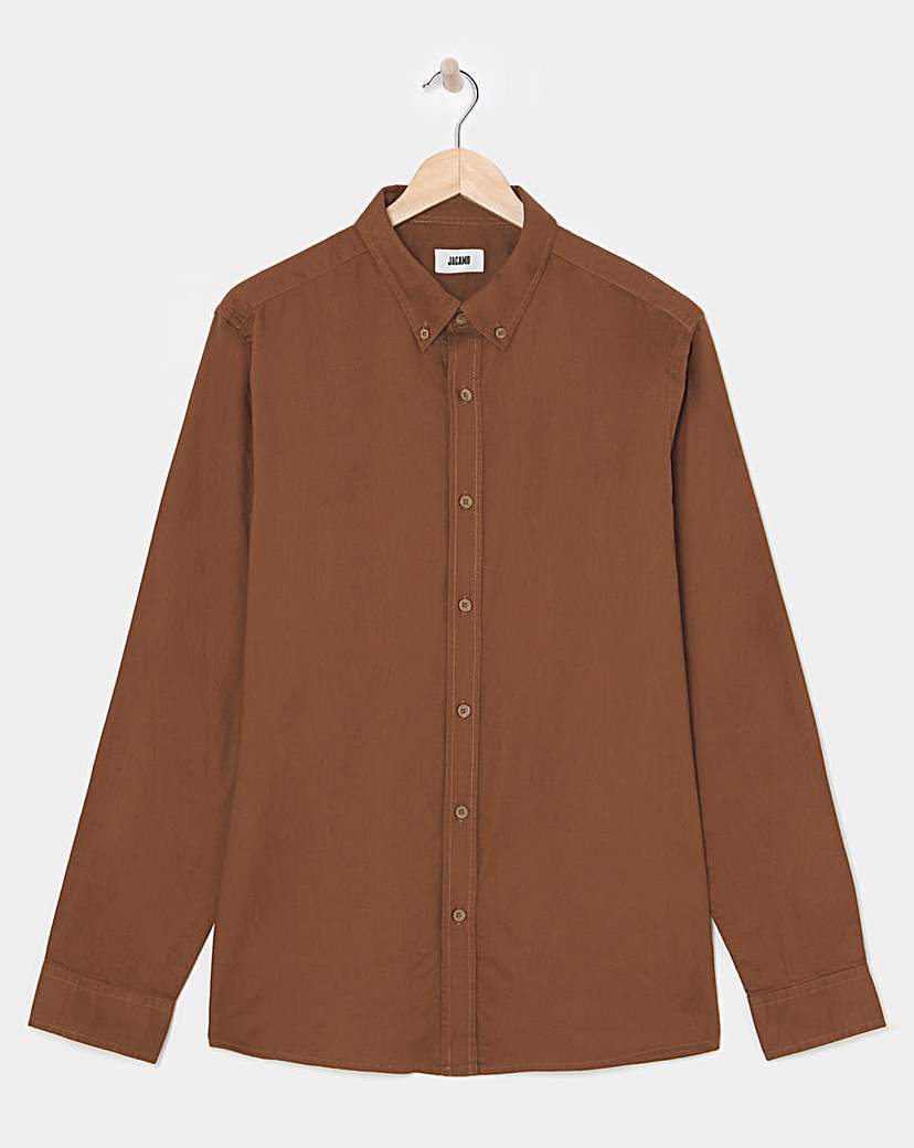 Long Sleeve Brown Oxford Shirt Regular Brown …