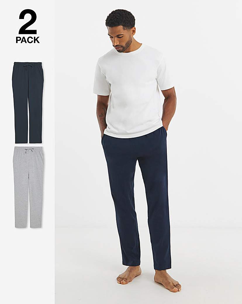 2 Pack Open Hem Lounge Joggers- Grey/Nav