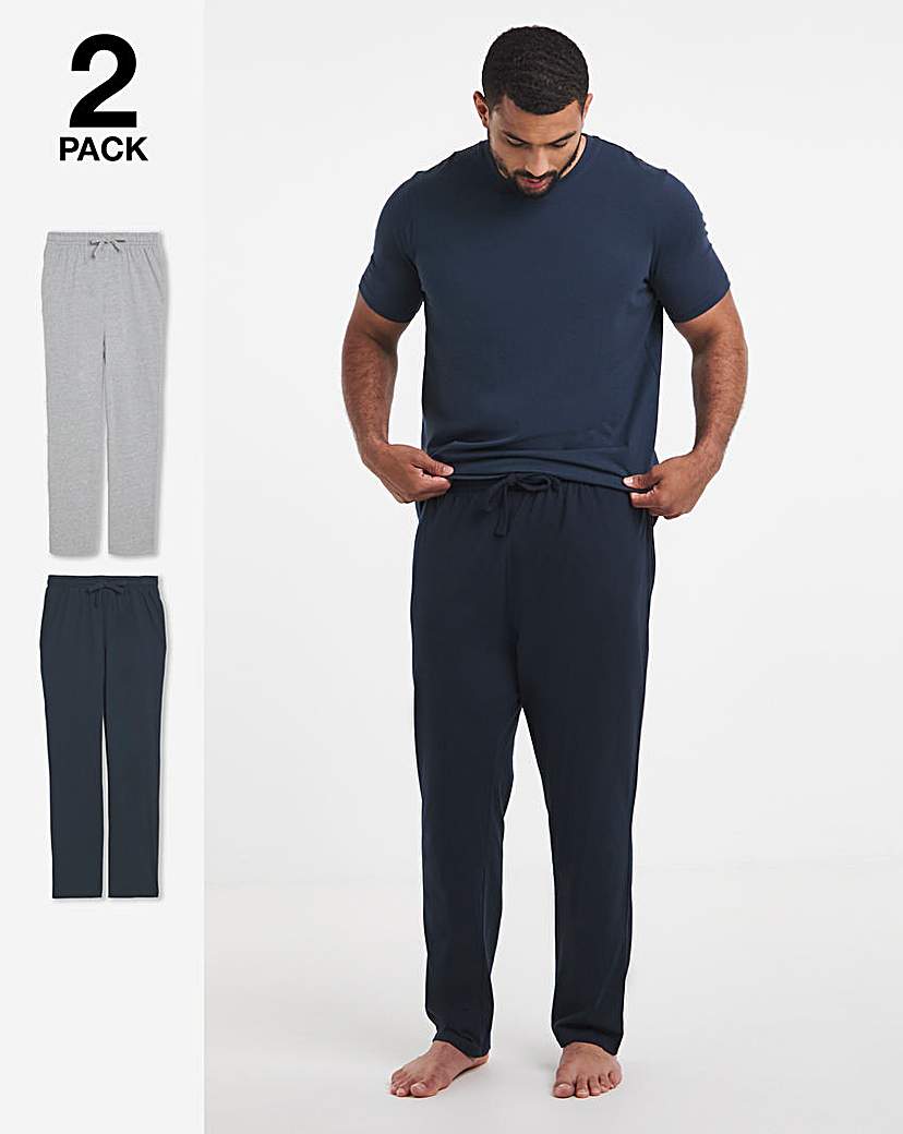 2 Pack Open Hem Lounge Joggers- Grey/Nav