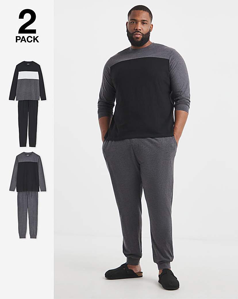 New In - 2 Pack Long Sleeve Colour Block Pyjamas