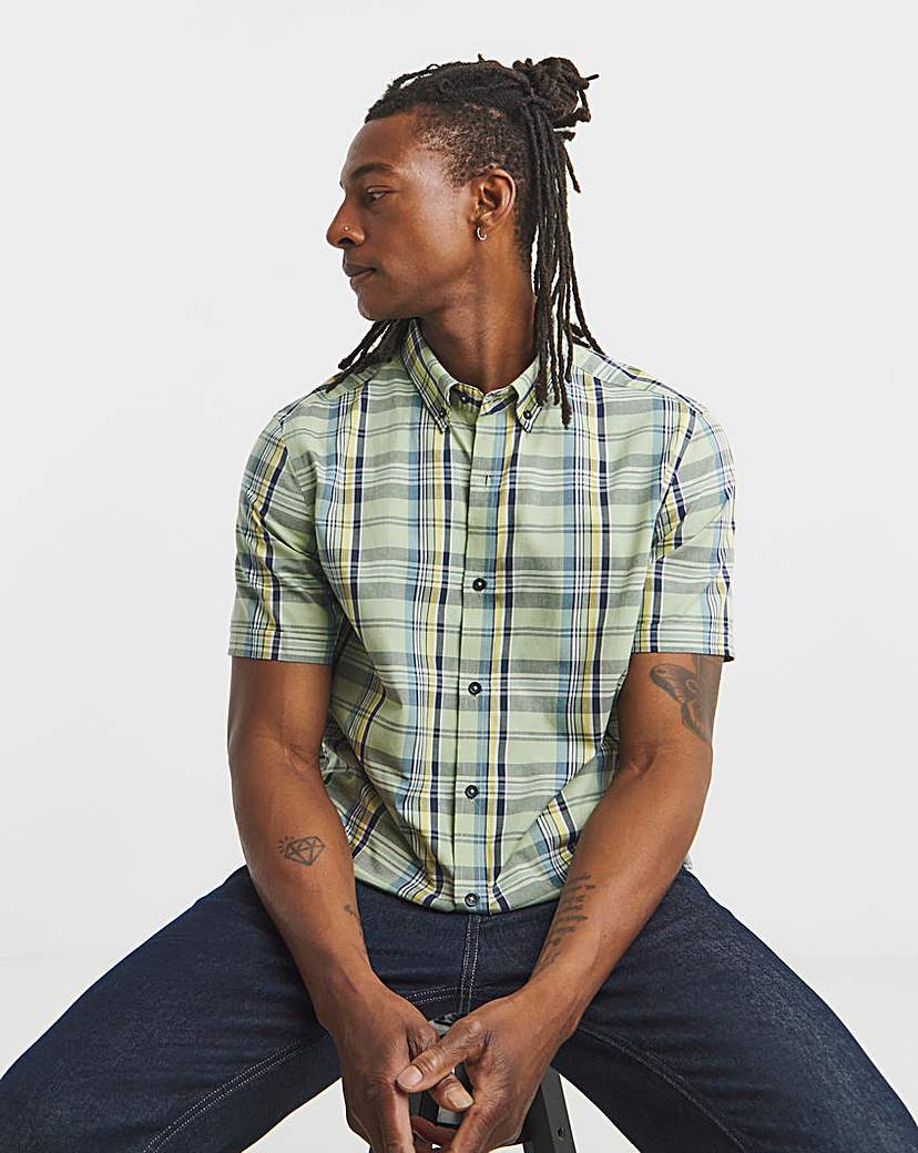 New In - Short Sleeve Check Oxford Shirt Long