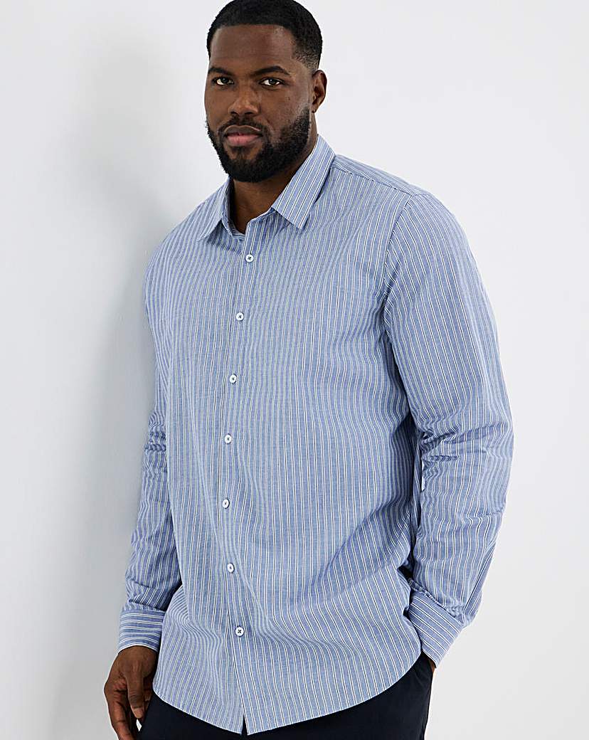 Long Sleeve Poplin Stripe Shirt Long Blue …