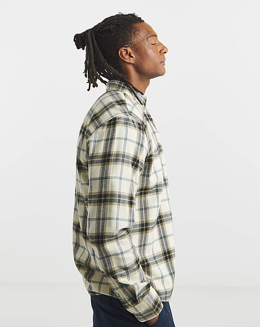 New In - Cotton Rich Flannel Check Shirt Regular