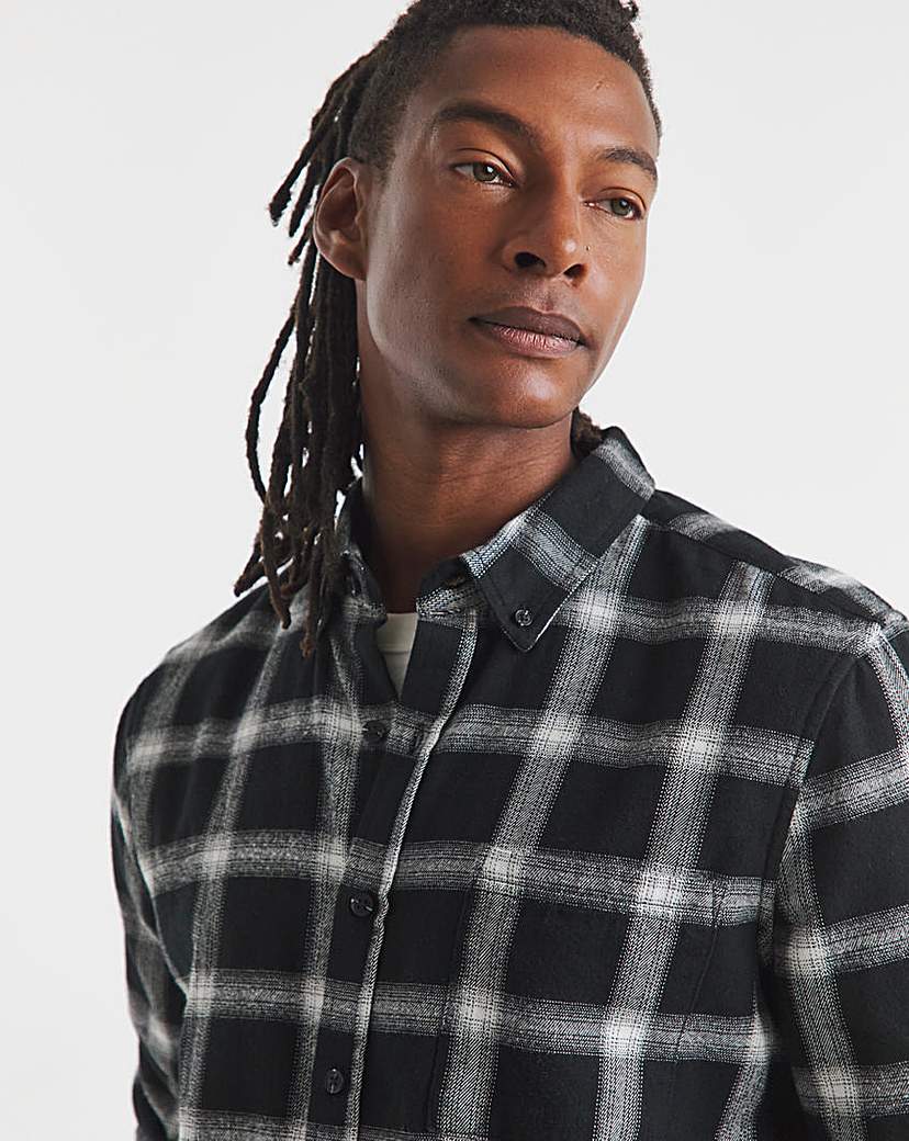 New In - Cotton Rich Flannel Check Shirt Regular