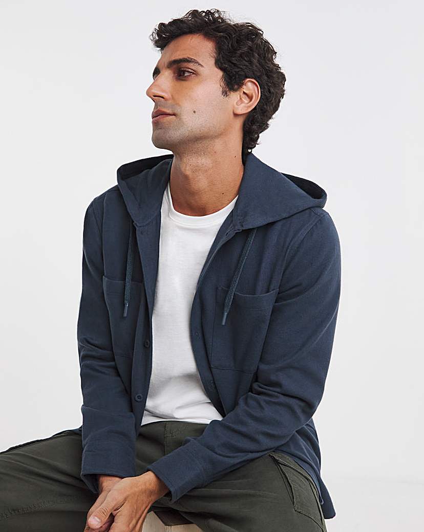 New In - Cotton Hooded Flannel Check Shirt Long