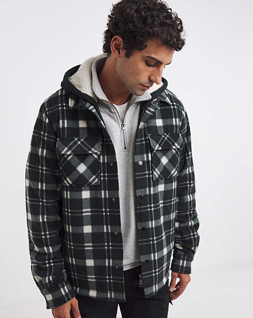 New In - Hooded Borg Lined Check Overshirt