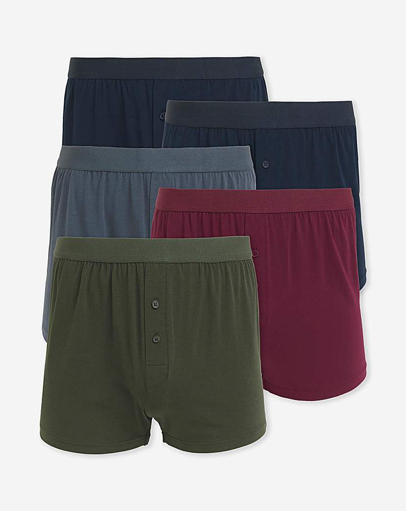 New In - 5 Pack Solid Colour Loose Boxers