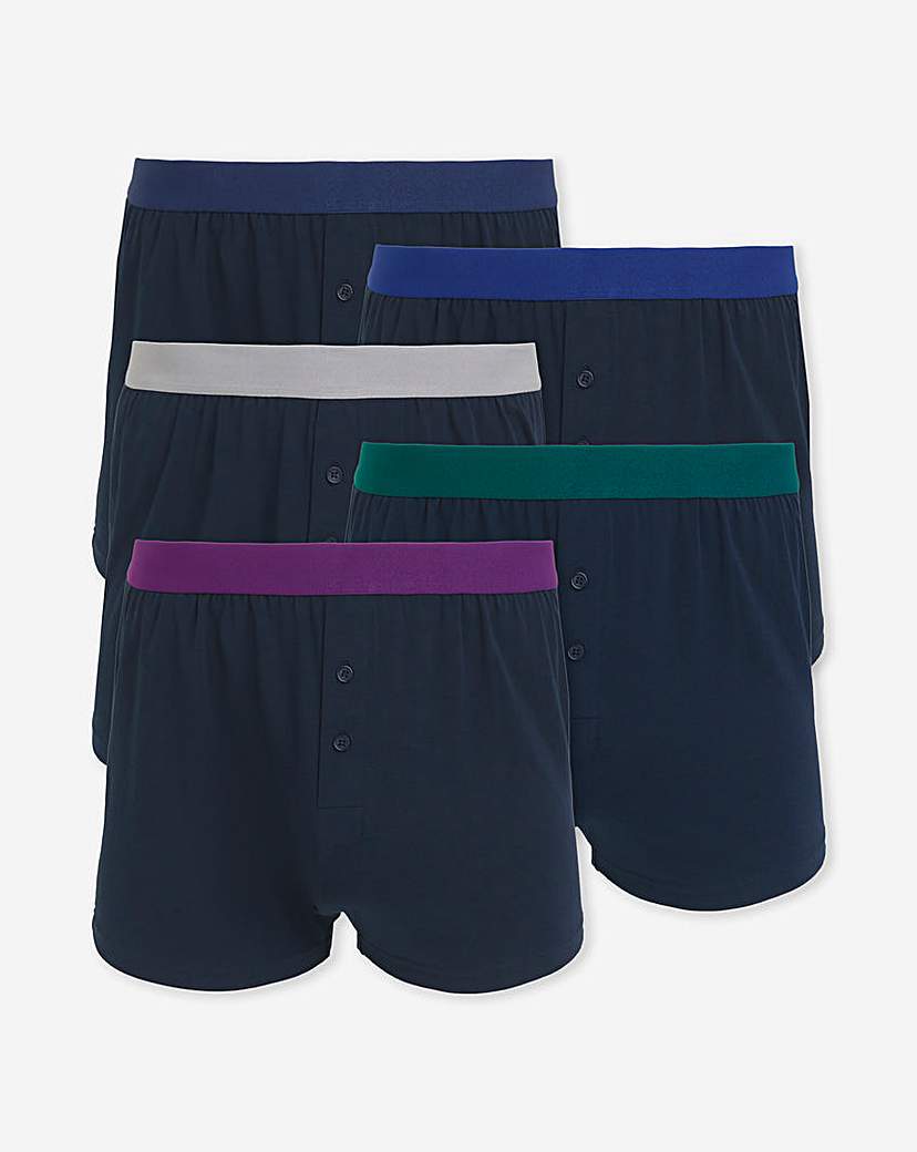 New In - 5 Pack Contrast Waist Boxers - Dark Navy