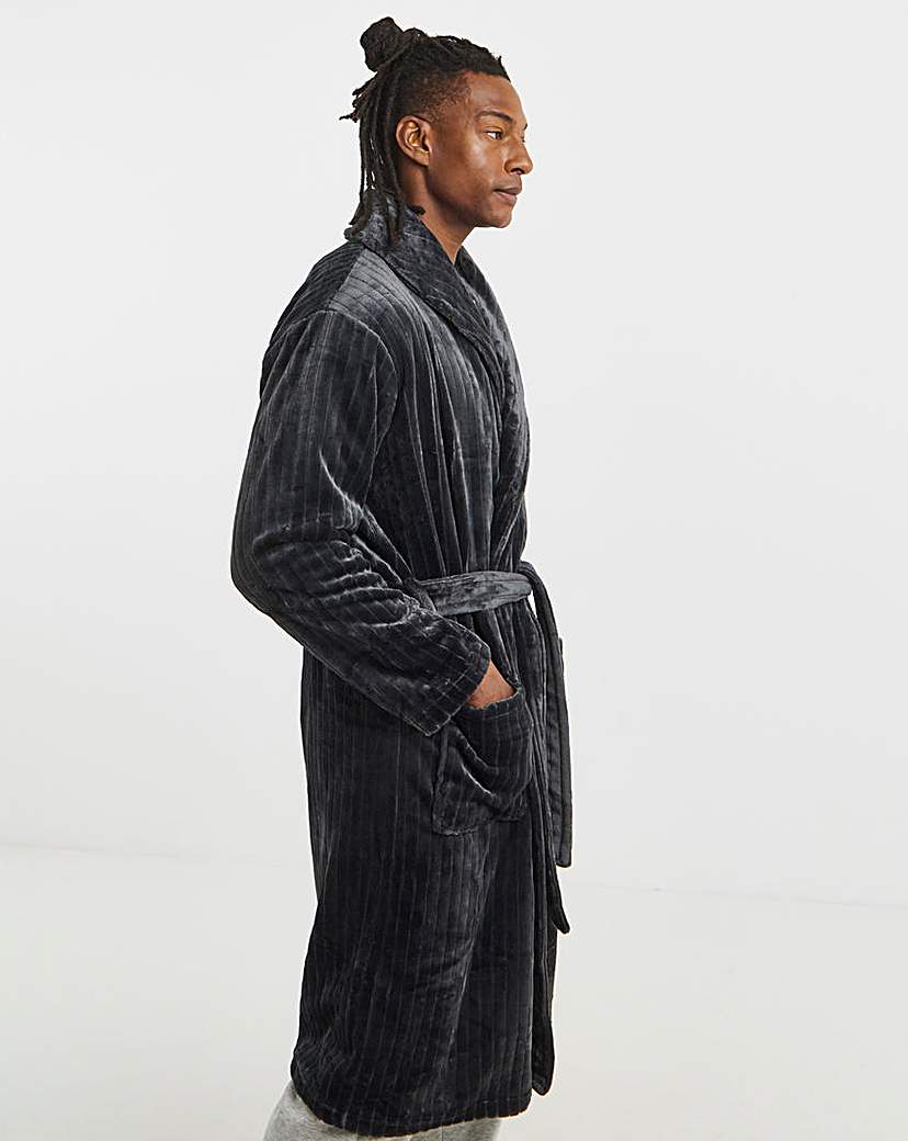 New In - Striped Fleece Dressing Gown