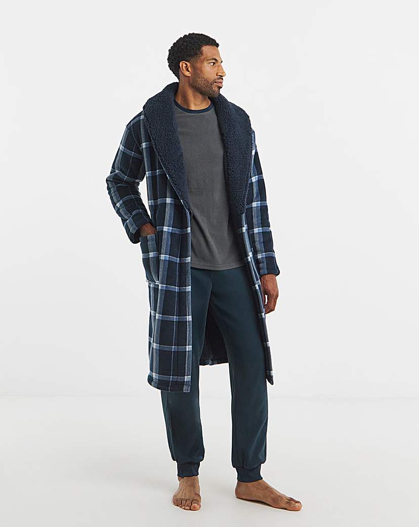 New In - Check Bonded Fleece Dressing Gown