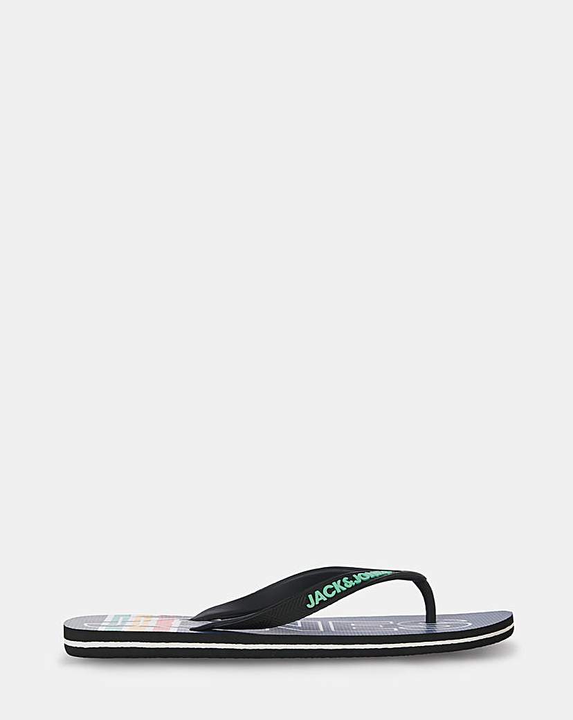 Jack & Jones Palm Print Flip Flop - Navy