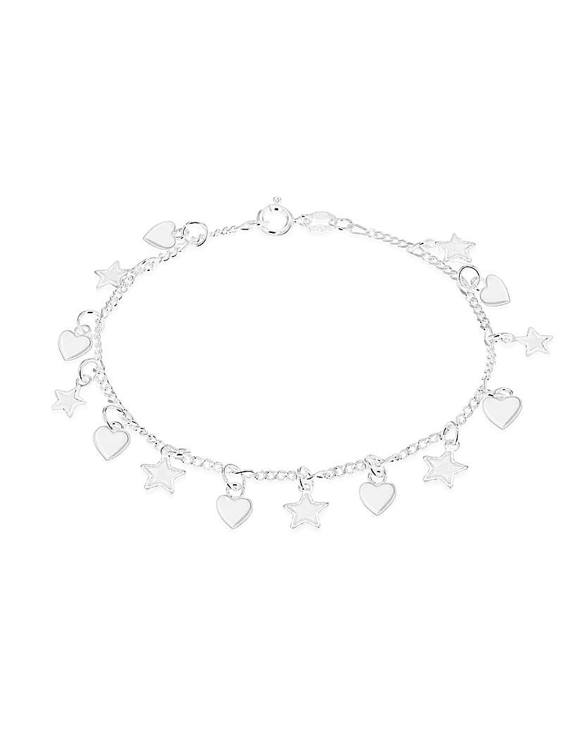 Sterling Silver Heart & Star Bracelet