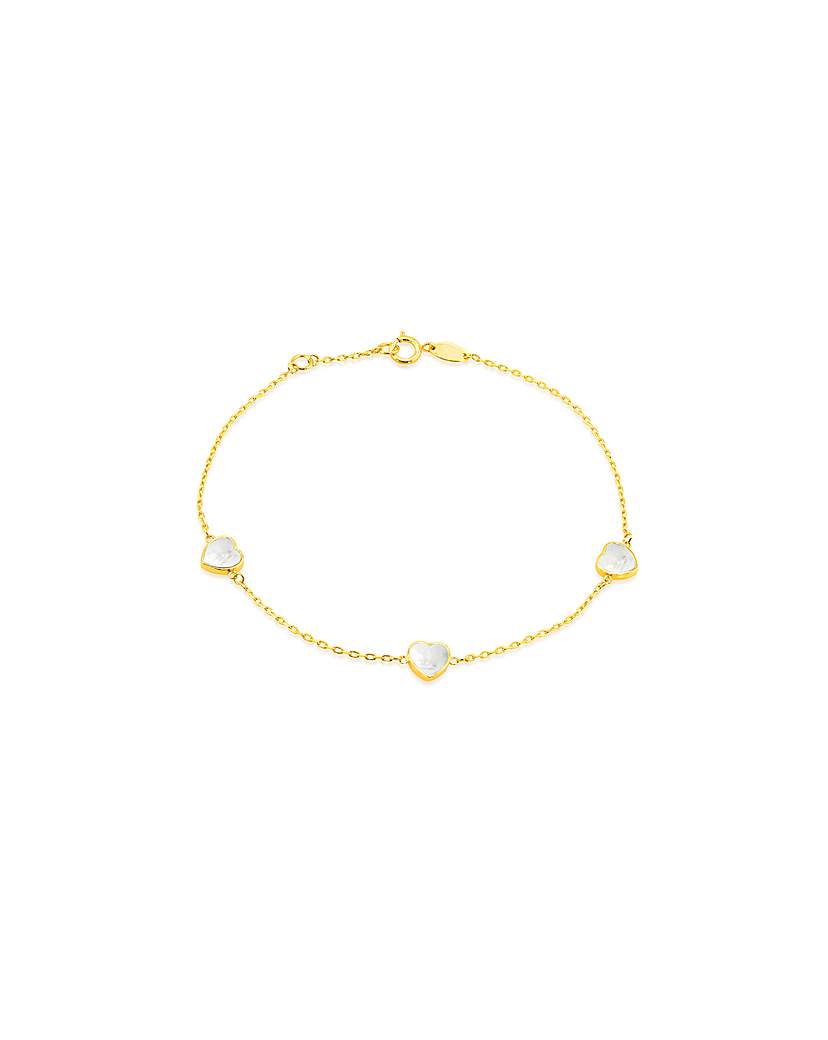 9CT Gold Mother of Pearl Heart Bracelet