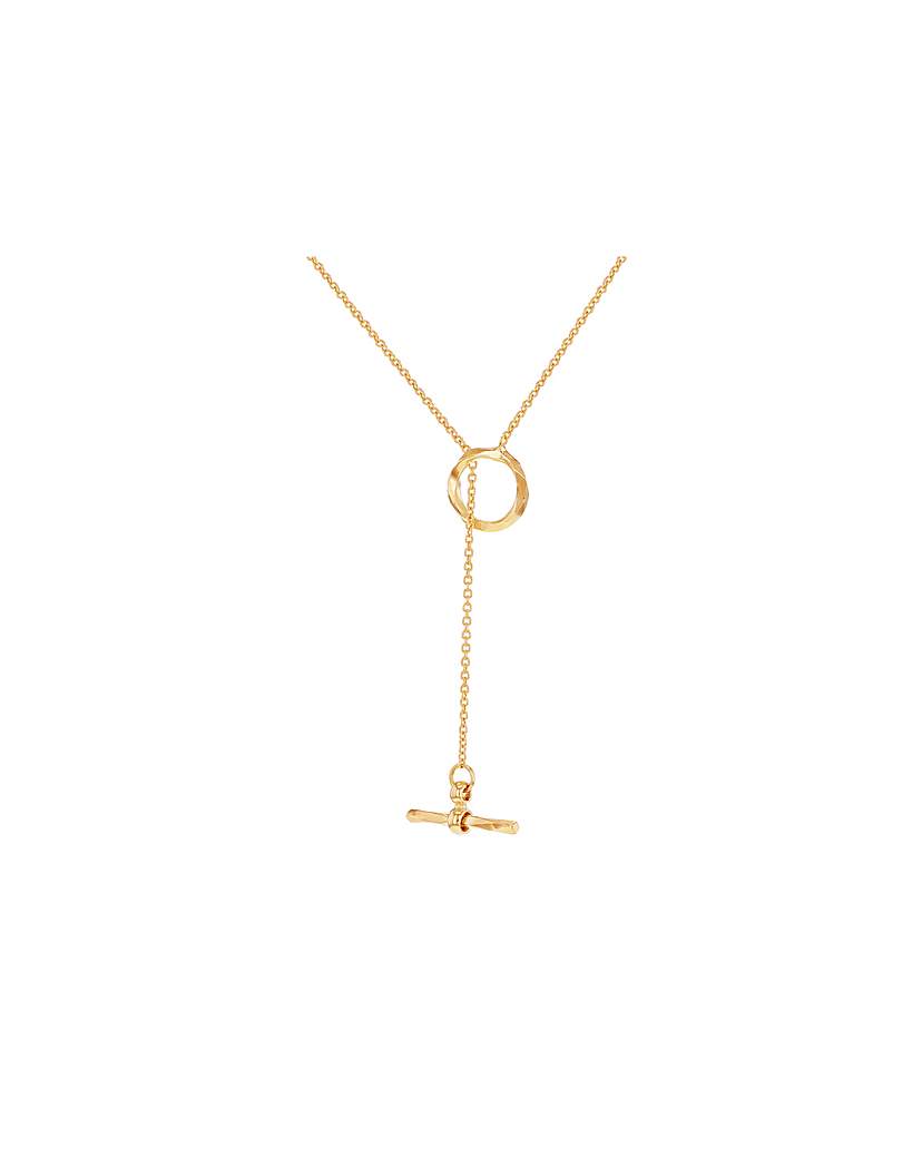 9CT Gold Lariat T-Bar Necklace
