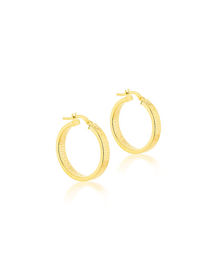 9CT Gold Greek Pattern Hoop Earrings