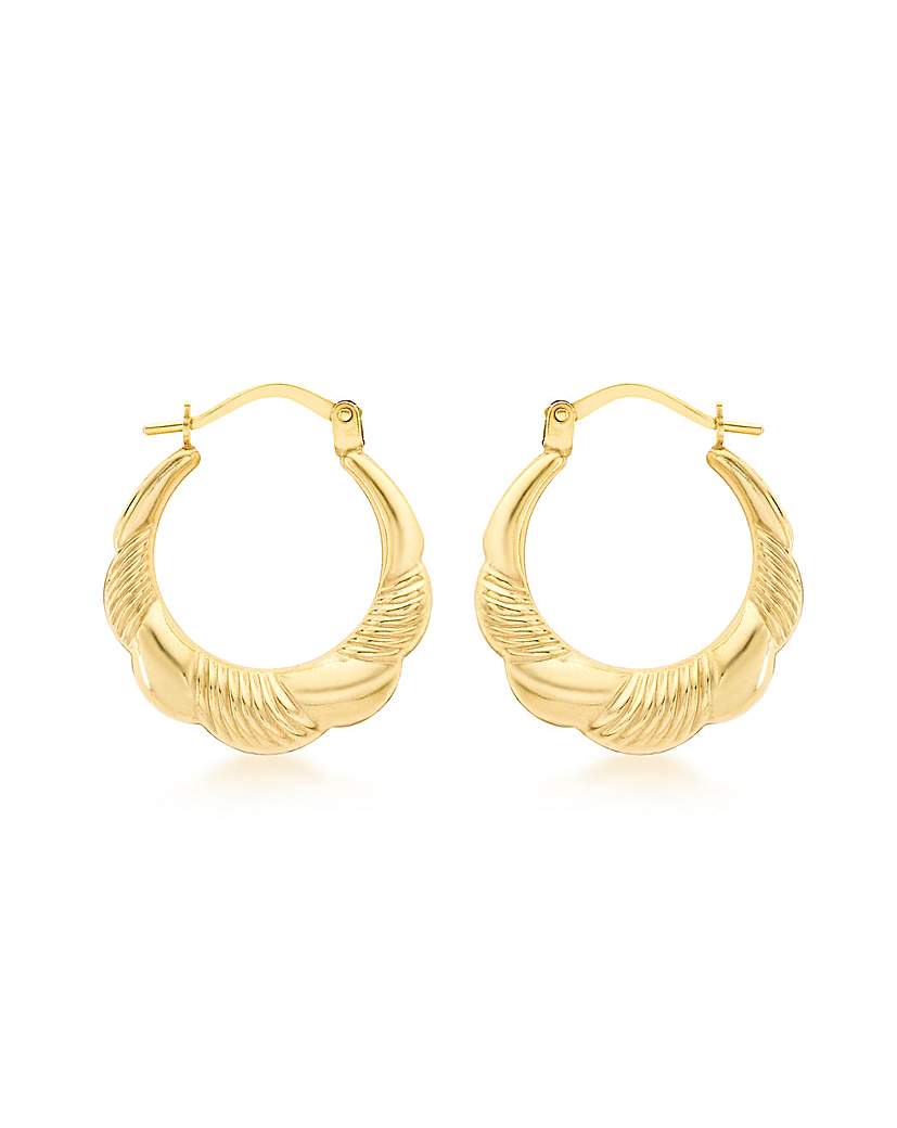 9CT Gold Patterned Scallop-Edge Earrings