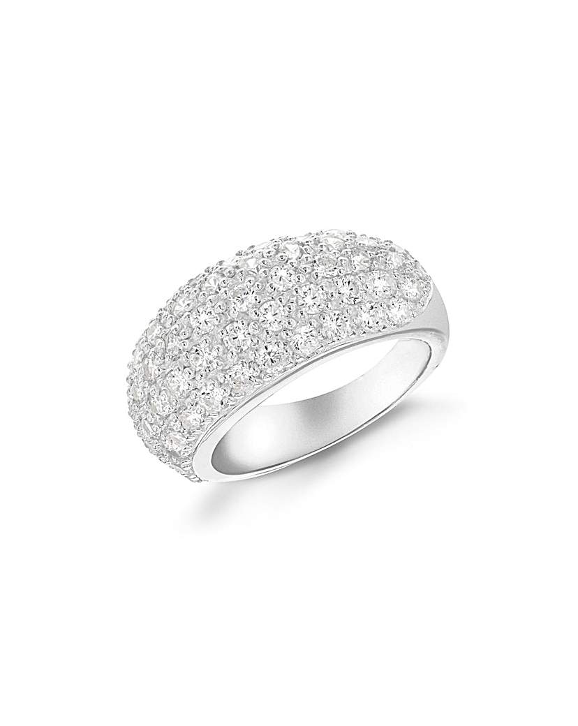 Sterling Silver CZ Pave Dome Ring