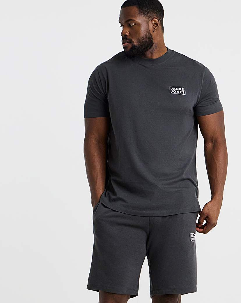 Jack & Jones Men's T-Shirt & Shorts Set Charcoal 4XL/54" Waist