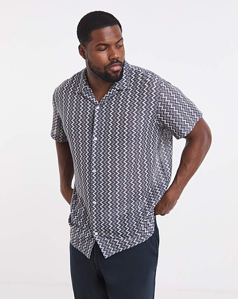 Jack & Jones Men's Crochet Shirt L Blue/Grey