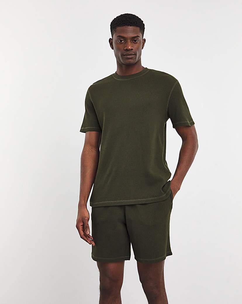 Waffle T-shirt and Short Set - Khaki