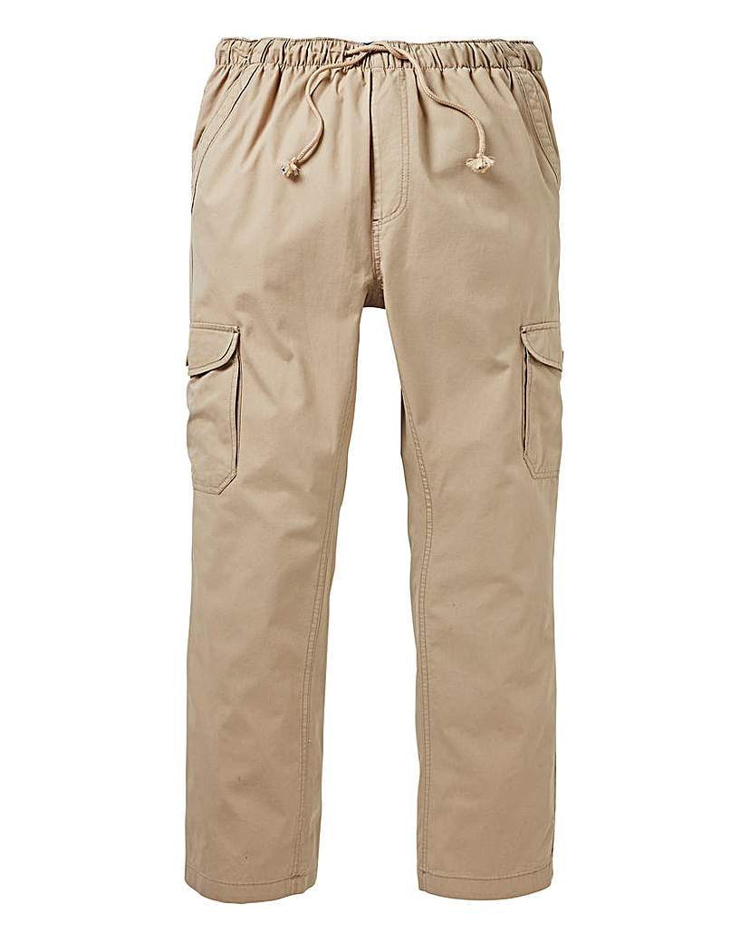 Image of Stone Elasticated Cargo Trousers