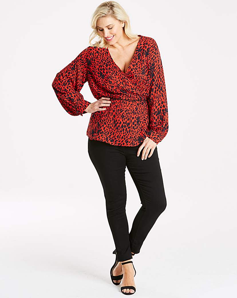 Image of Lovedrobe Animal Print Wrap Blouse