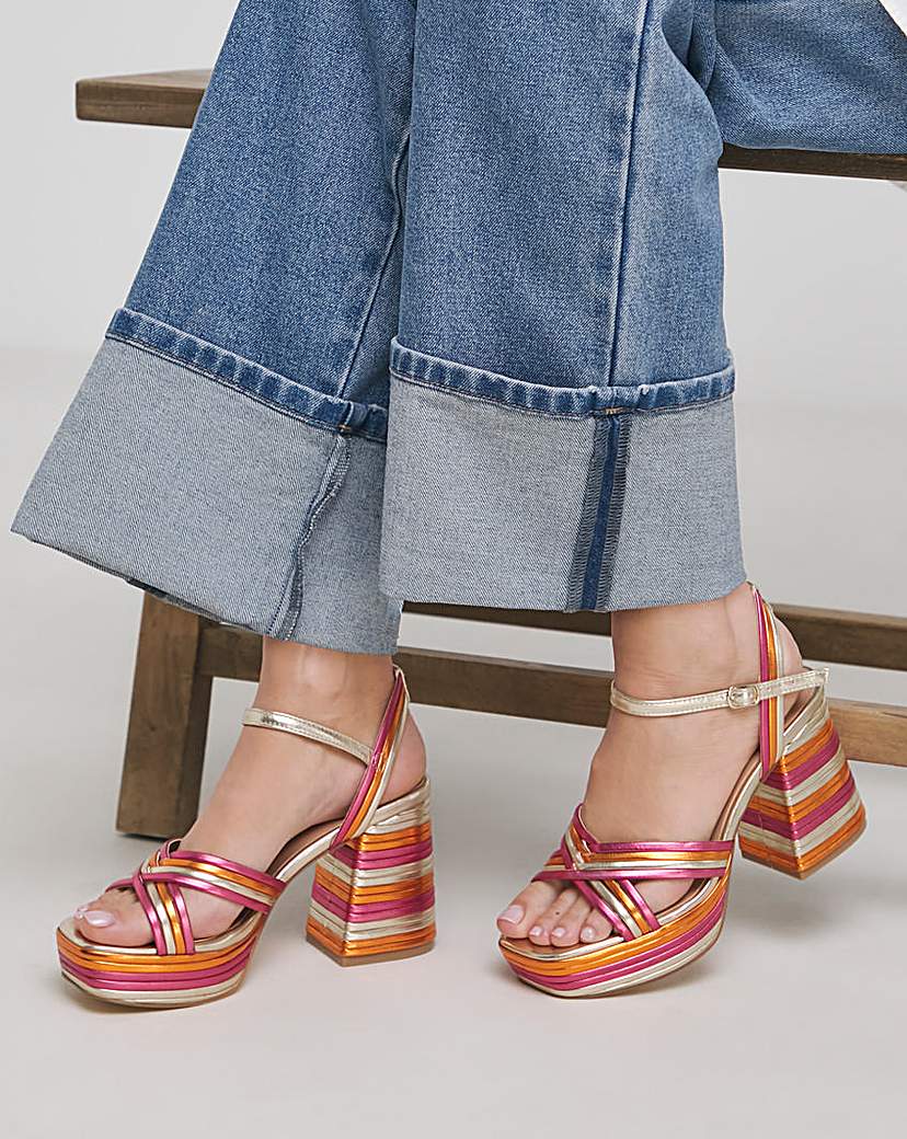 Multi Strap Platform Heel Extra Wide