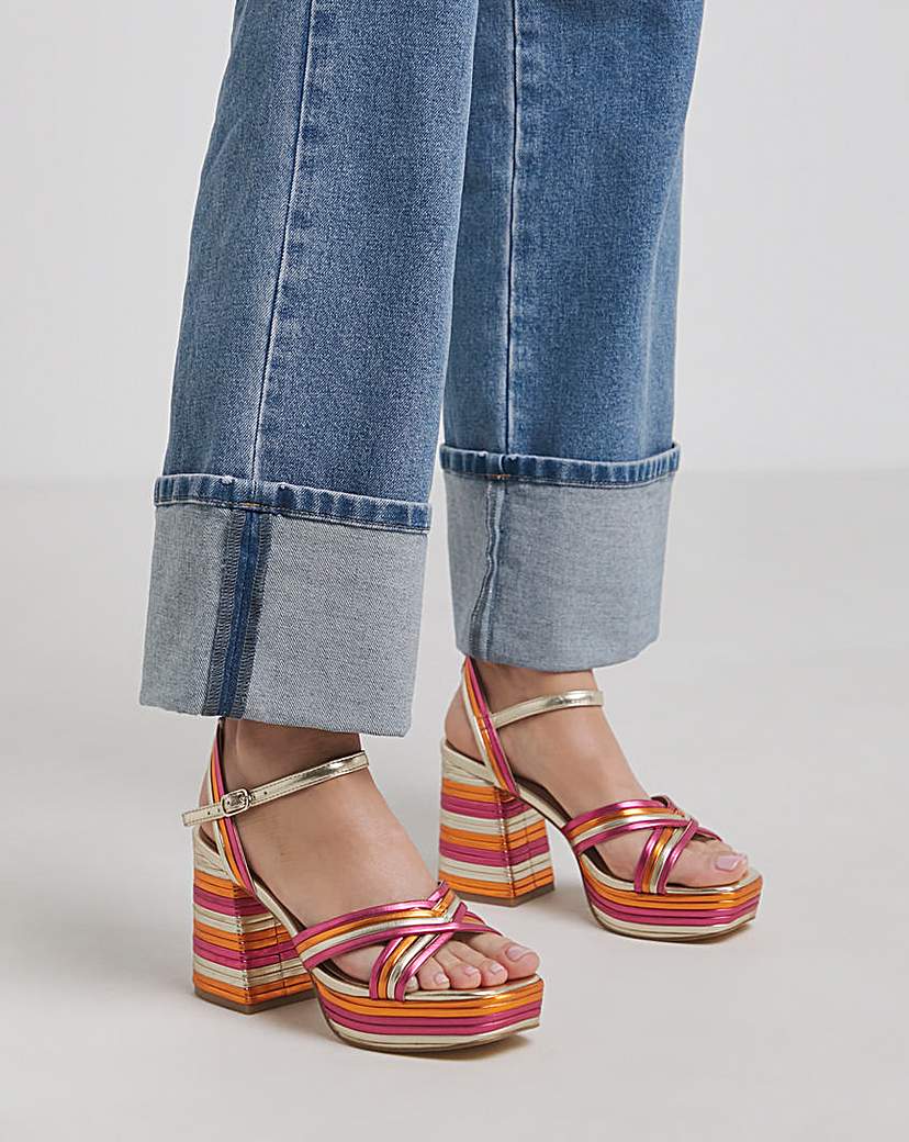 Multi Strap Platform Heel Wide