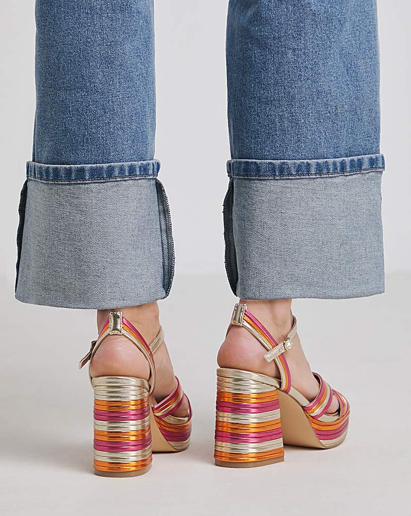 Multi Strap Platform Heel Wide