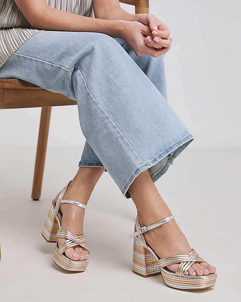 Multi Strap Platform Heel Extra Wide