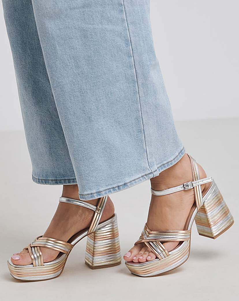 Multi Strap Platform Heel Extra Wide