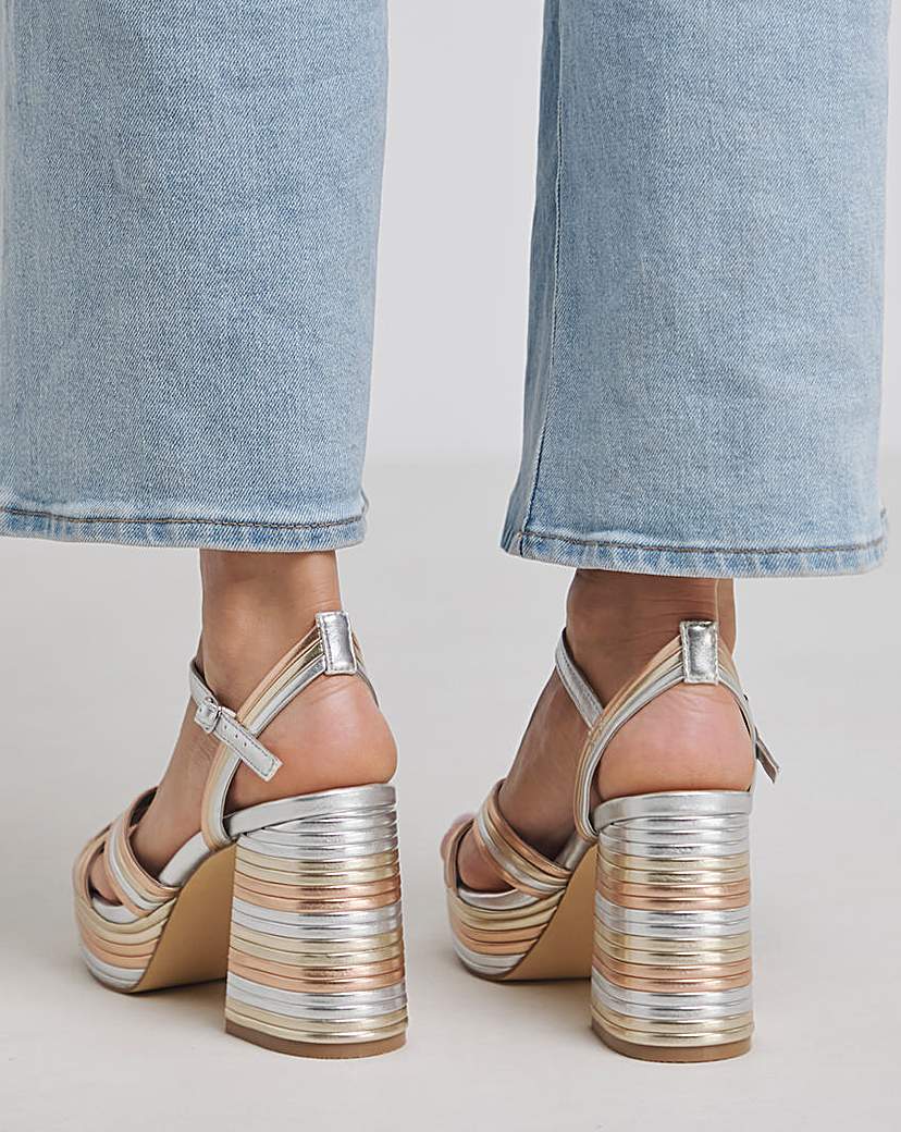 Multi Strap Platform Heel Extra Wide