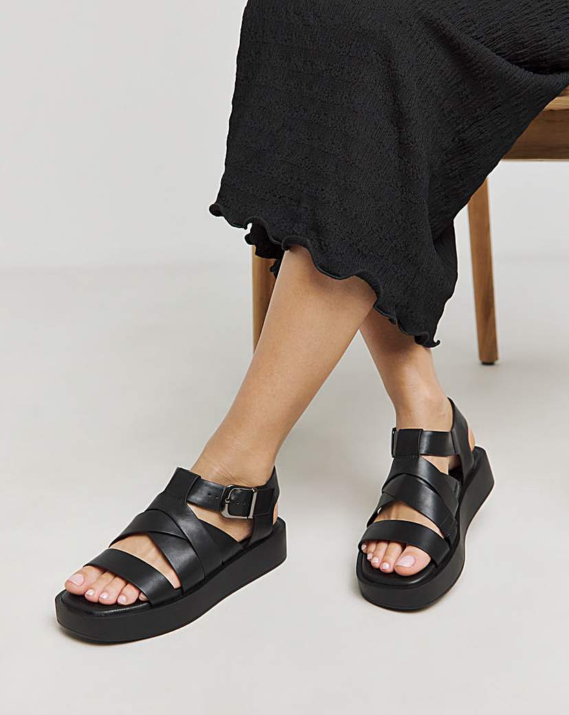 Chunky Buckle Fisherman Sandal Wide