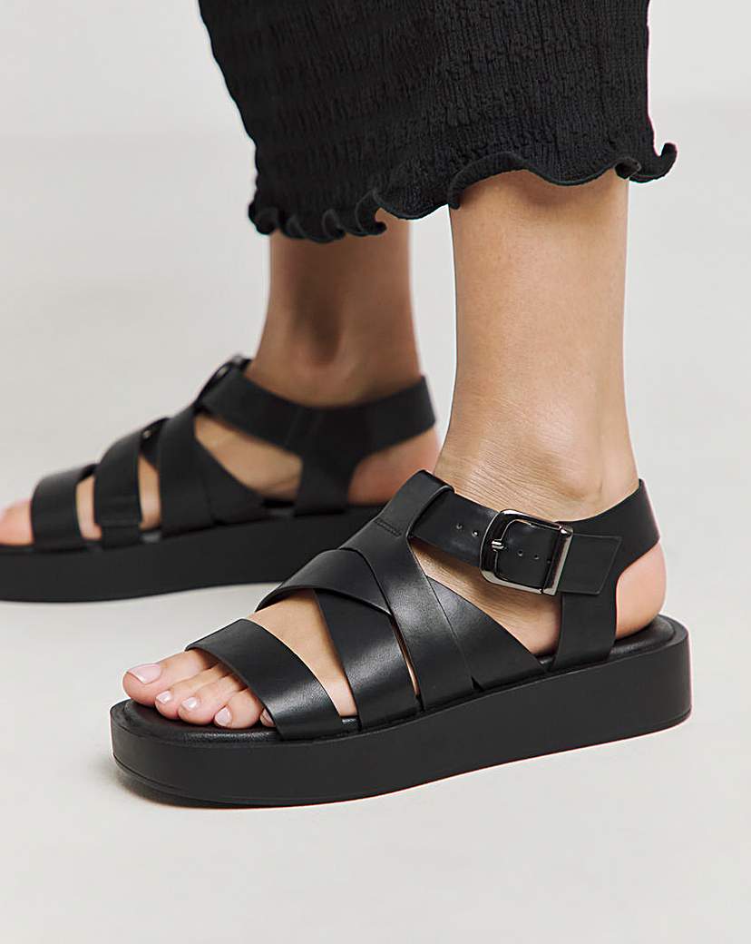 Chunky Buckle Fisherman Sandal Ex Wide