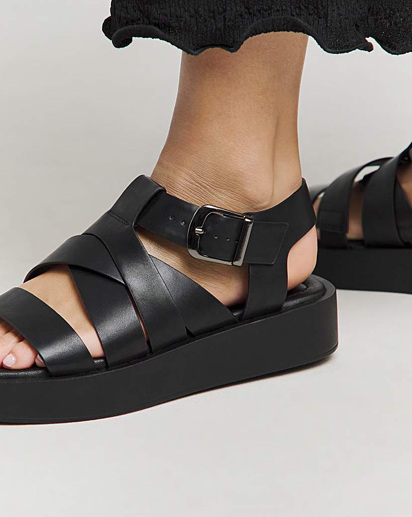 Chunky Buckle Fisherman Sandal Ex Wide