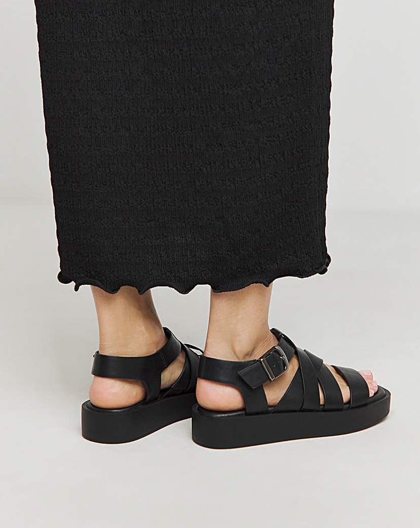 Chunky Buckle Fisherman Sandal Ex Wide