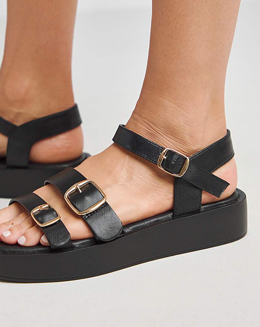 Chunky Multi Buckle Sandal Wide