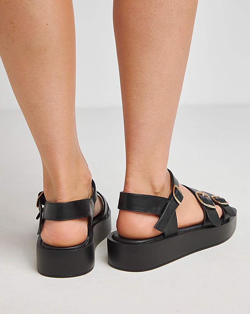 Chunky Multi Buckle Sandal Wide