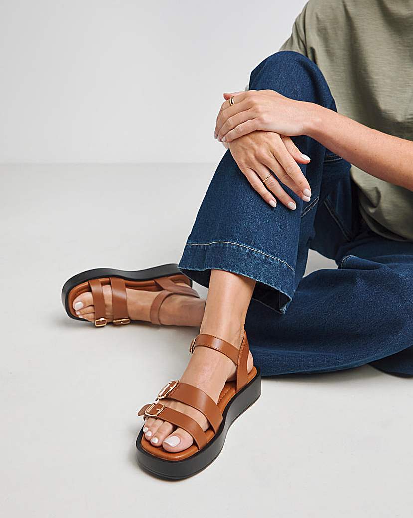 Chunky Multi Buckle Sandal Ex Wide