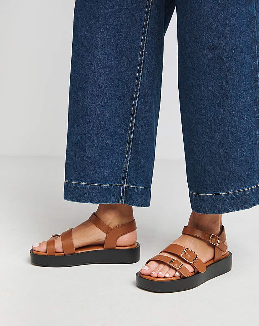 Chunky Multi Buckle Sandal Ex Wide