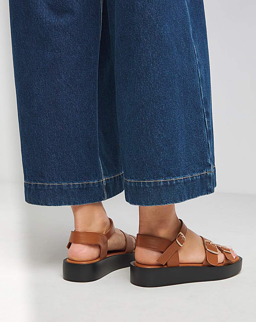 Chunky Multi Buckle Sandal Ex Wide