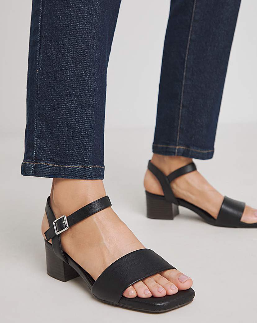 Low Block Heel Barely There Sandal Wide