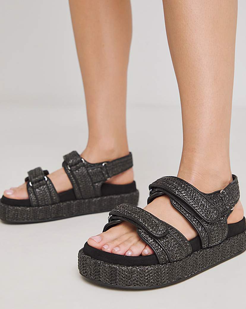 Raffia Chunky Footbed Sandal ExWide