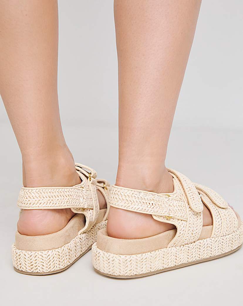 Raffia Chunky Footbed Sandal Wide