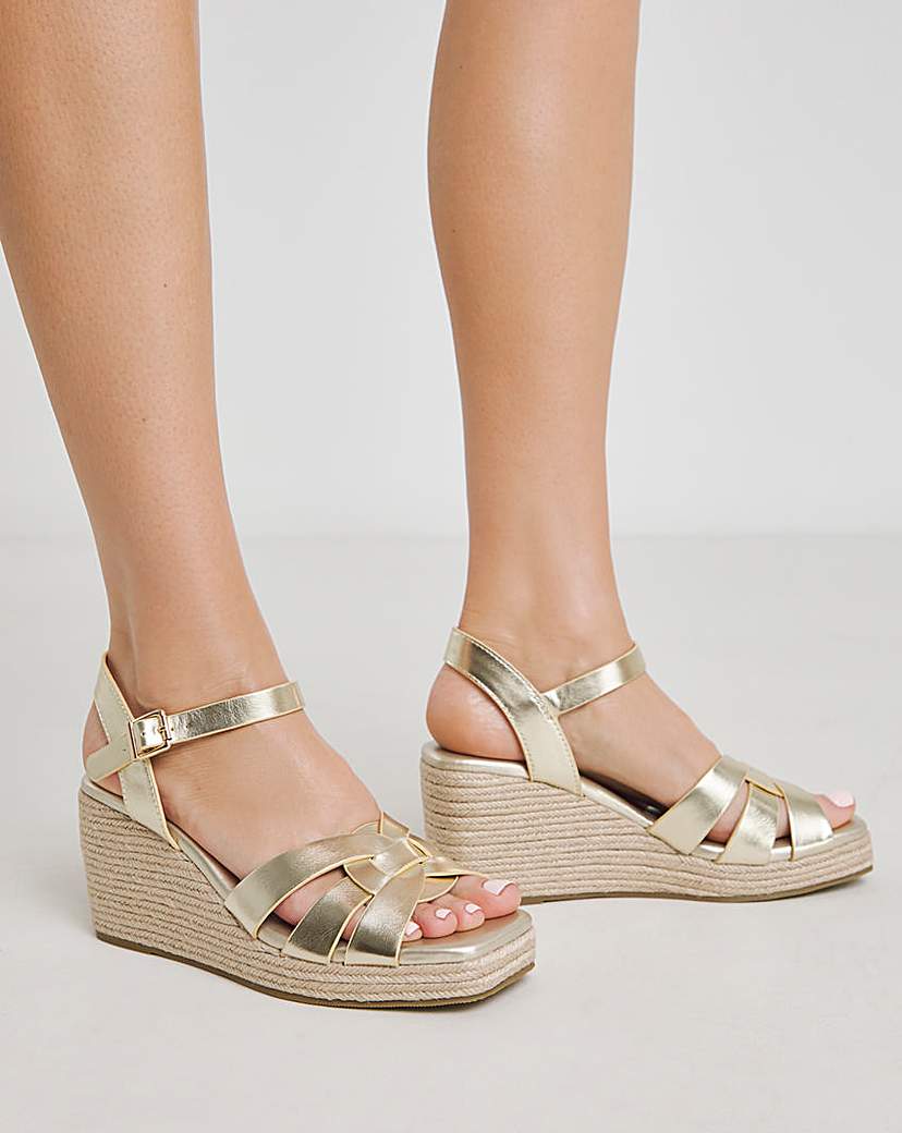 Woven Raffia Wedge Sandal Ex Wide